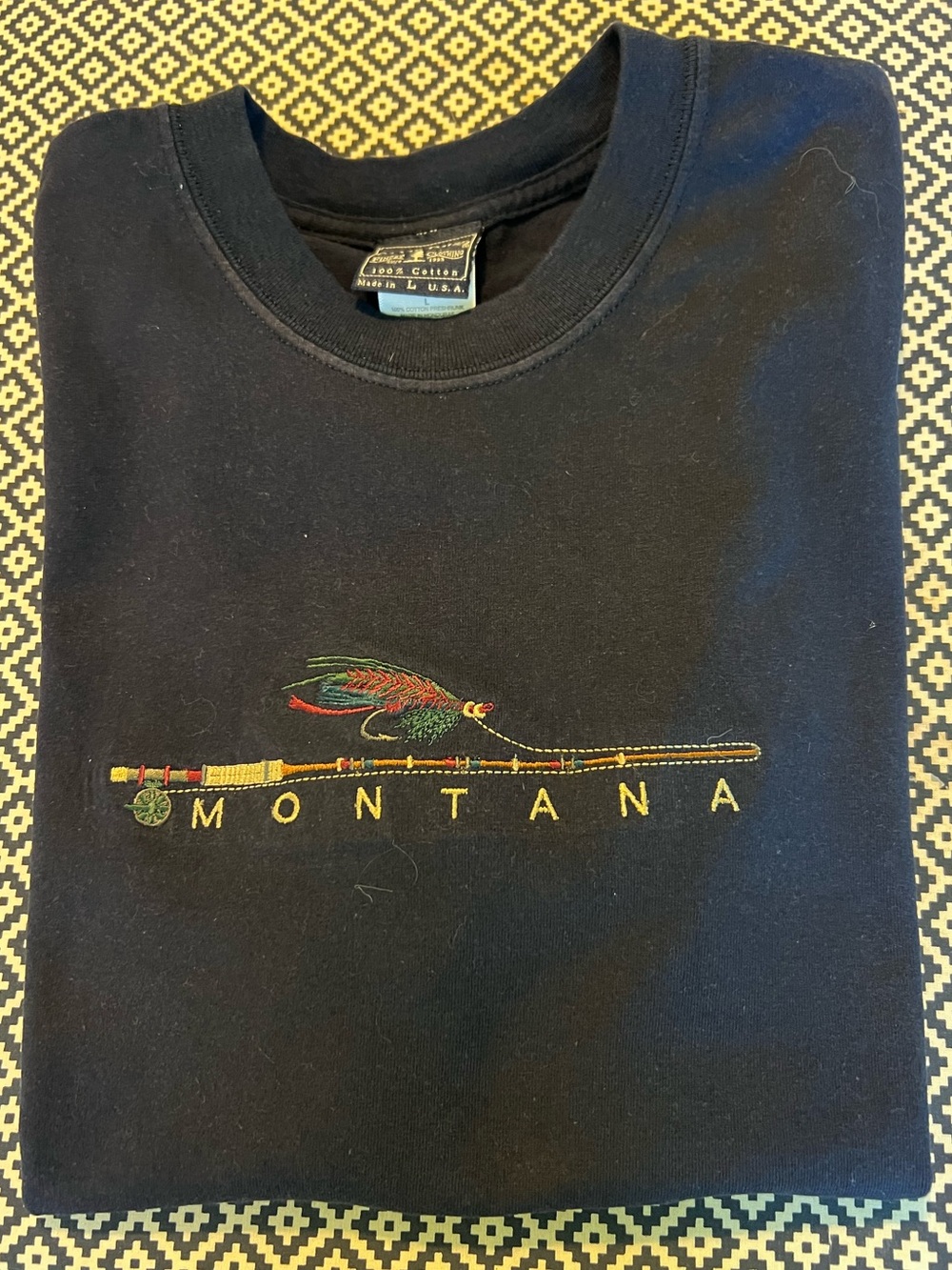 Vintage Montana Embroidered Black Short Sleeve Crewneck Shirt L
